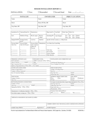 Boiler Installation Report Form I-1