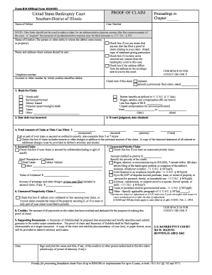 US Bankruptcy Court Proof of Claim Form B10