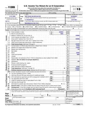 US Federal S Corporation Tax Return