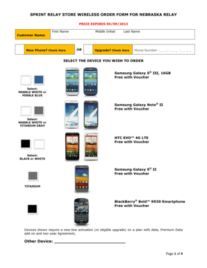 Sprint Relay Wireless Order Form