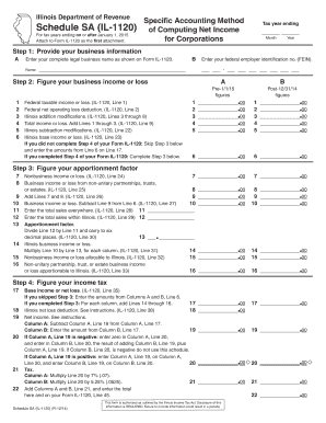 Illinois Schedule SA (IL-1120) Tax Form