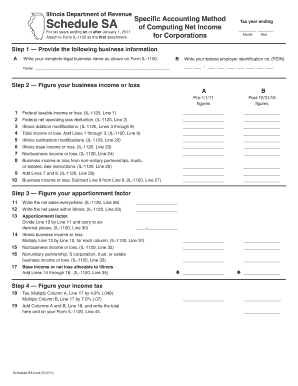 Illinois Schedule SA Specific Accounting Method