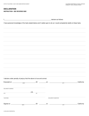 California Declaration Form