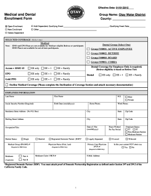 Otay Water District Medical and Dental Enrollment Form