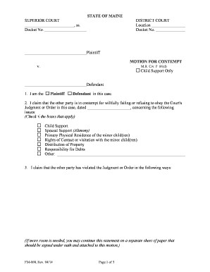 Maine Motion for Contempt