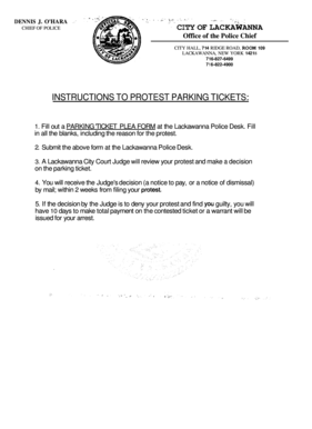 Parking Ticket Plea Form