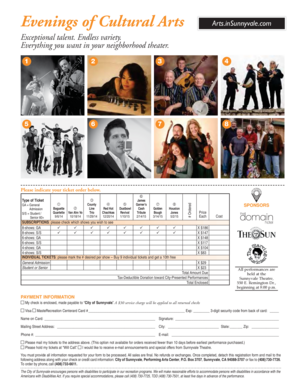 Sunnyvale Theatre Ticket Order Form