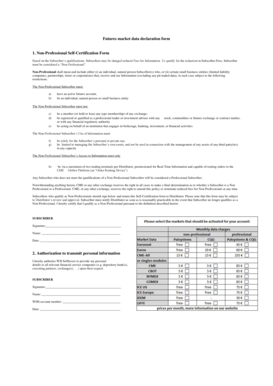 Futures Market Data Non-Professional Declaration Form