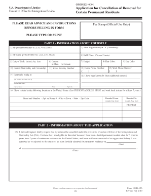 US Permanent Resident Cancellation of Removal Application
