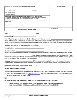 Mediator Selection Form