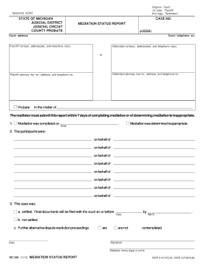 Michigan Mediation Status Report