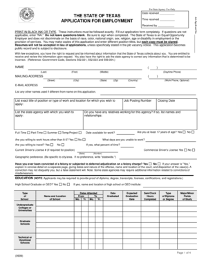 Texas State Employment Application Form