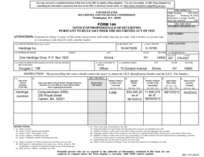 Form 144 Notice of Proposed Sale of Securities