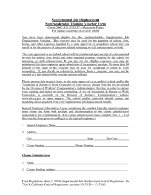 California Supplemental Job Displacement Voucher Form