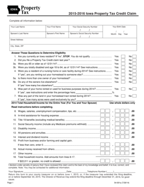 Iowa Property Tax Credit Claim Form