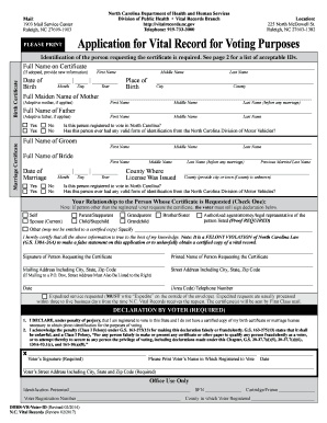 North Carolina Birth Certificate Request Form