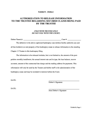 Bankruptcy Authorization to Release Information