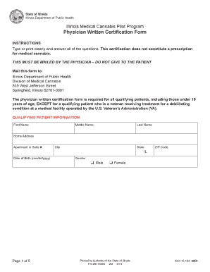 Illinois Medical Cannabis Physician Written Certification Form