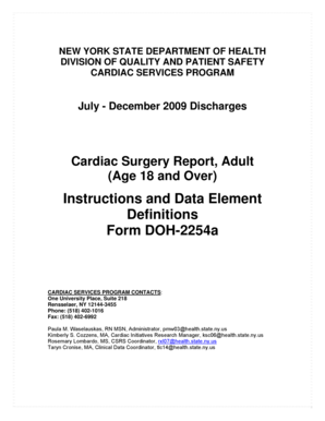 New York Cardiac Surgery Report Form DOH-2254a