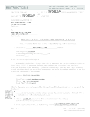 Indiana Divorce Petition Without Children