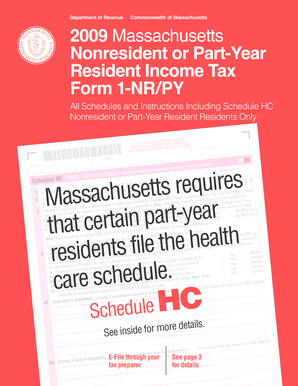 2009 Massachusetts Nonresident Income Tax Form 1-NR/PY