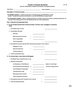 Transfer of Property Worksheet