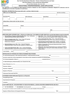 Educational Paraprofessional Leave Application