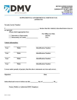 Supplemental Governmental Services Tax Affidavit