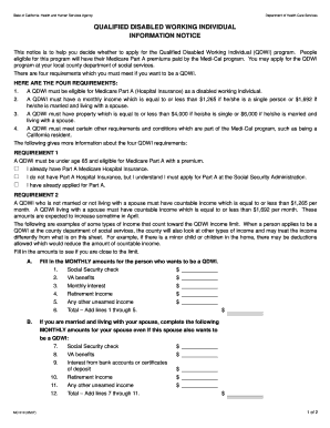 Qualified Disabled Working Individual Information Notice