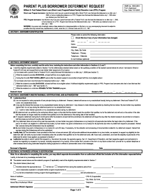 Parent Plus Borrower Deferment Request