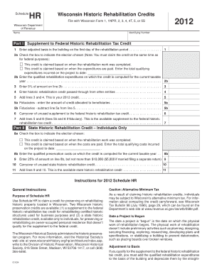 Wisconsin Historic Rehabilitation Credits Form
