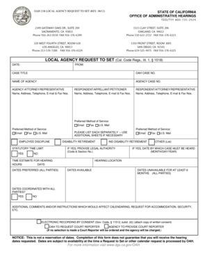 California Local Agency Request to Set Hearing