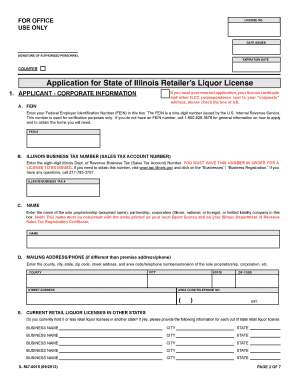 Illinois Retailer’s Liquor License Application