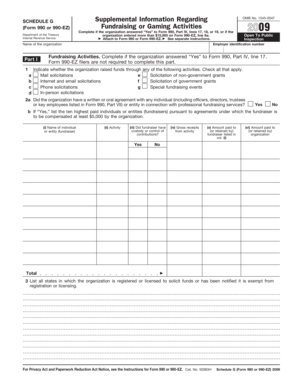 Schedule G (Form 990 or 990-EZ) Fundraising or Gaming Activities 2009