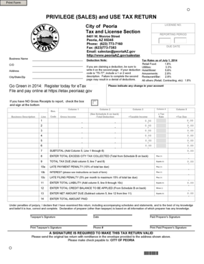 City of Peoria Privilege and Use Tax Return
