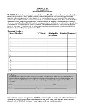 Household Members Verification Form