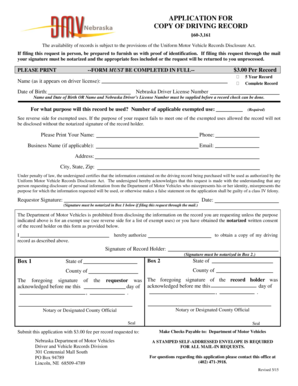 Nebraska Driving Record Application