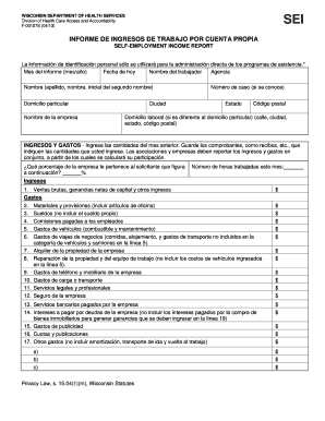 wisconsin self employment income report form