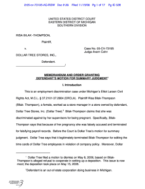 S: OPINIONS November 2006 Bilak-Thomson v. Dollar Tree MSJ ... - gpo