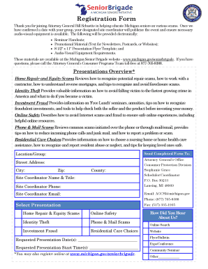 Michigan Senior Brigade Presentation Request Form