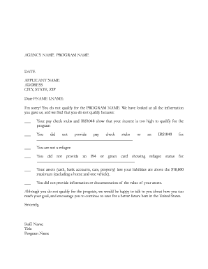 Program Ineligibility Notice