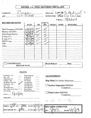 California Oil Well Records Checklist
