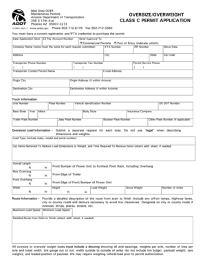 Arizona Oversize Overweight Permit Application