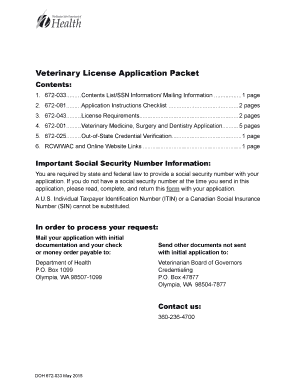 Veterinary License Application