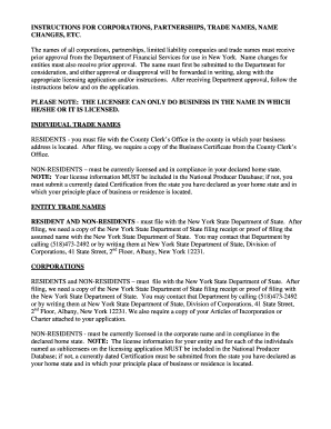 Entity (Corporation, Partnership, Limited Liability Company) Life Broker - Original Application and Instructions - dfs ny