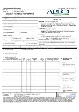 USDA Request for Aerial Photography Form
