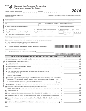 Wisconsin Non-Combined Corporation Franchise or Income Tax Return