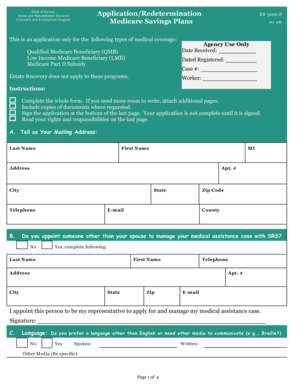Kansas Medicare Savings Plans Application