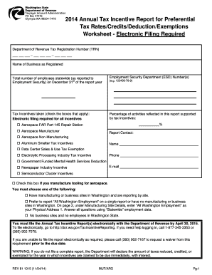 Washington State Annual Tax Incentive Report