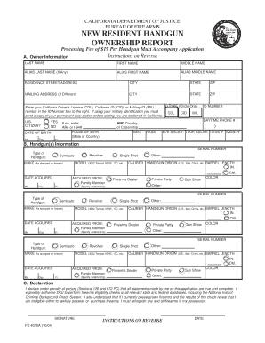California New Resident Handgun Ownership Report